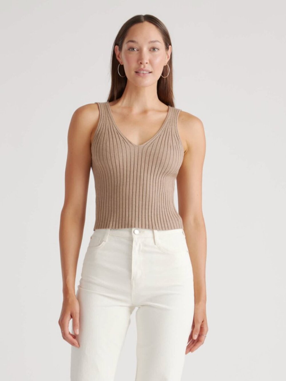 Quince Eco-Knit Cropped Sweater Tank Warm Taupe XS